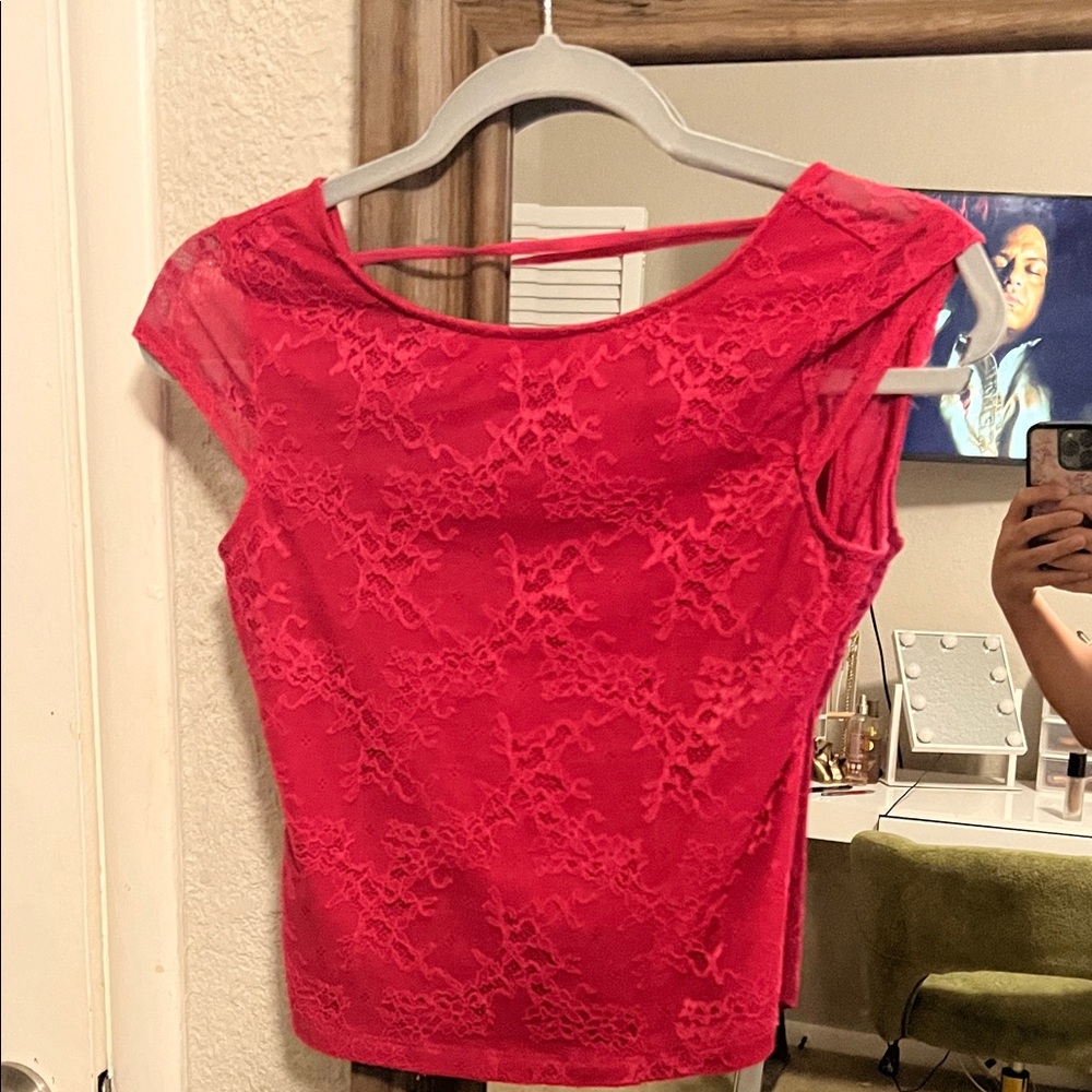Elegant Red Lace Women’s Top